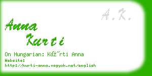 anna kurti business card